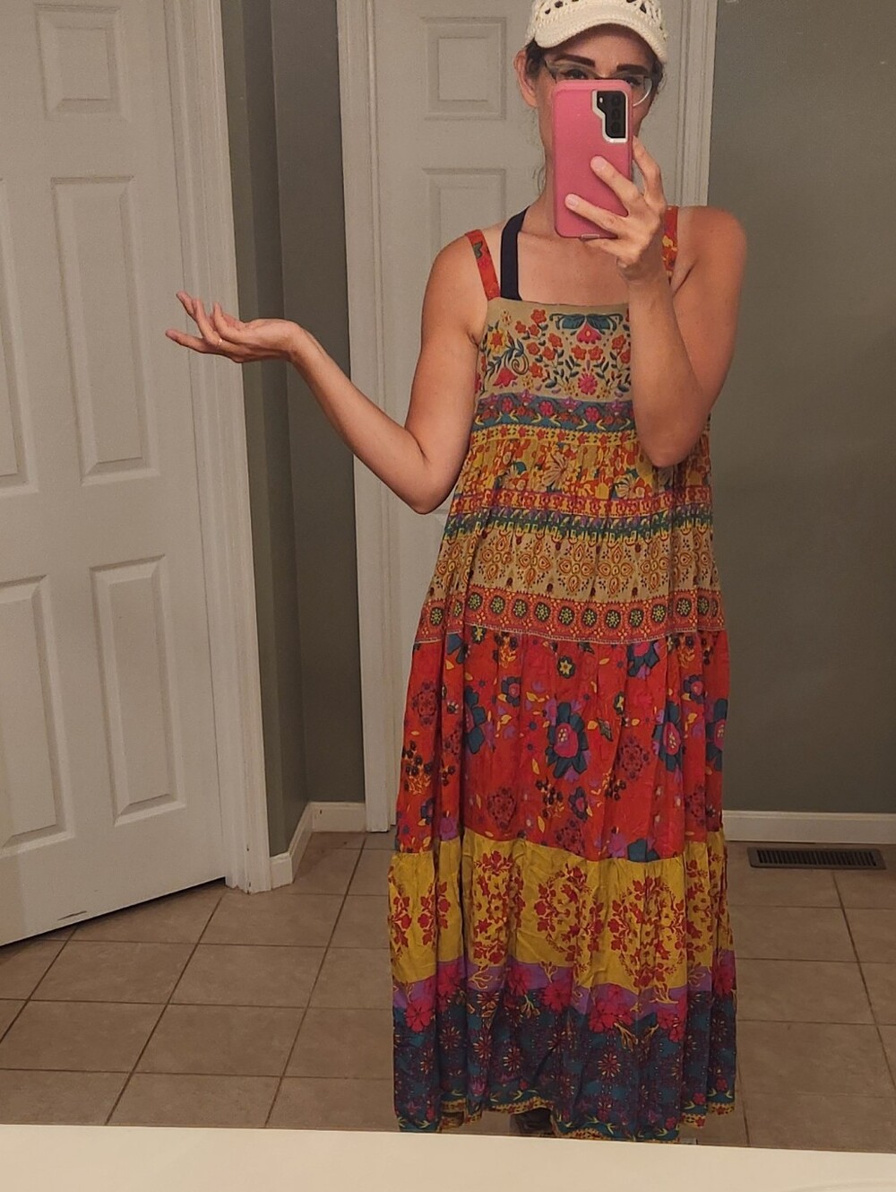 Natural Life Strappy Maxi Dress Size Xs Adjustable Straps Colorful Fun - Picture 10 of 13